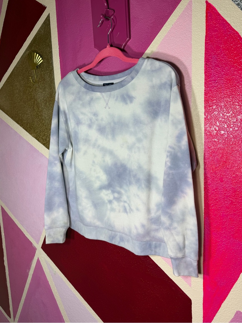 Splendid Gray Waffle Knit Tie Dye Pullover Sweatshirt Small - Picture 3 of 14